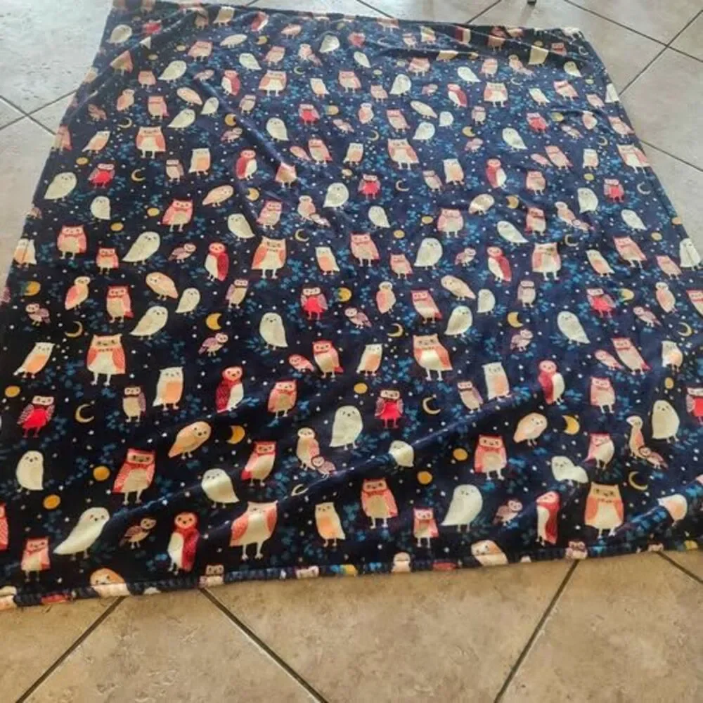 Owl and Moon Fleece Soft Throw Blanket 63